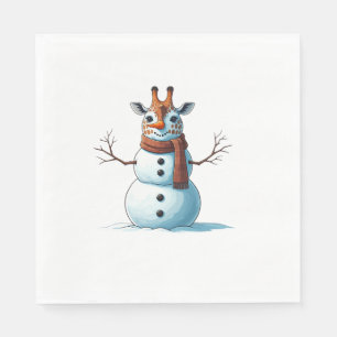 Grappige Giraffe Sneeuwman Sjaal Kerst Vrouwen Man Servet