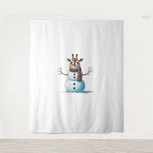 Grappige Giraffe Sneeuwman Sjaal Kerst Vrouwen Man Wandkleed