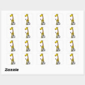 Grappige Giraffe Spelen Voetbal cartoon Vierkante Sticker (Vel)