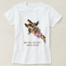 Grappige Giraffe T-Shirt Glimlach - Aangepaste tek