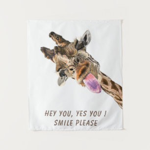 Grappige Giraffe Tapestry - aangepaste tekst Wandkleed