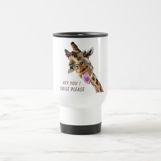 Grappige Giraffe Tong Uit Vangende Tekst Reis Mok (Center)