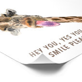 Grappige Giraffe Tongue Out en Speelse Wink Smile Foto Afdruk (Hoek)
