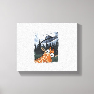 Grappige Giraffe UFO Dierenpark Dier Grappig Meme  Canvas Afdruk
