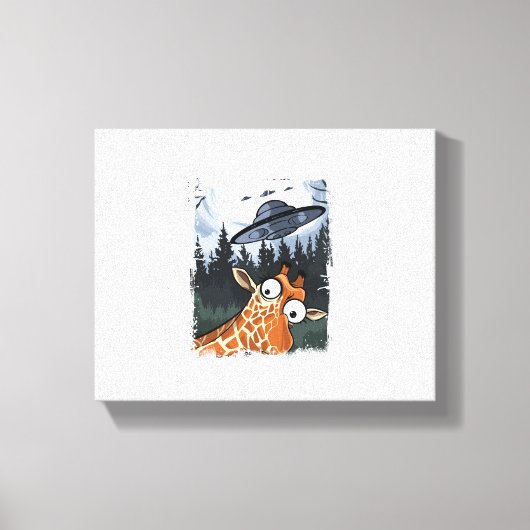 Grappige Giraffe UFO Dierenpark Dier Grappig Meme  Canvas Afdruk (Voorkant)