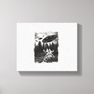 Grappige Giraffe UFO Dierenpark Dier Grappige Meme Canvas Afdruk