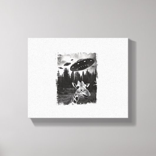 Grappige Giraffe UFO Dierenpark Dier Grappige Meme Canvas Afdruk (Voorkant)