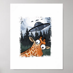 Grappige Giraffe UFO Dierenpark Dier Rare Meme Gra Poster