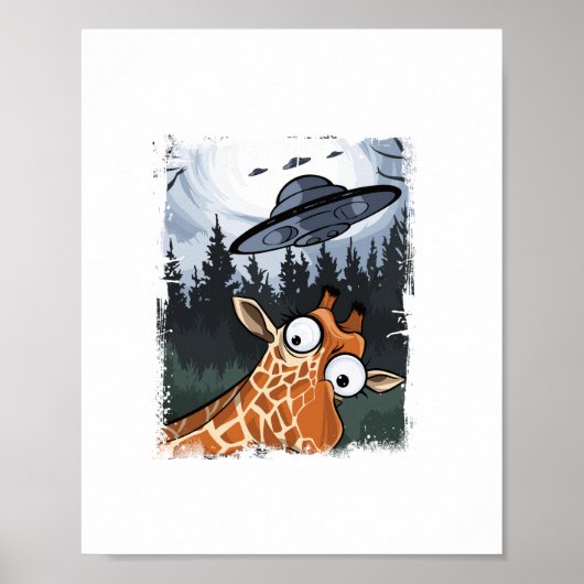 Grappige Giraffe UFO Dierentuin Dier Grappig Meme  Poster (Voorkant)