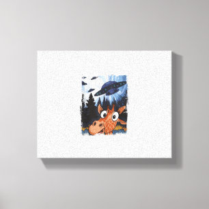 Grappige Giraffe UFO Dierentuin Dier Grappige Meme Canvas Afdruk