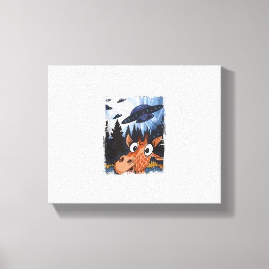 Grappige Giraffe UFO Dierentuin Dier Grappige Meme Canvas Afdruk (Voorkant)