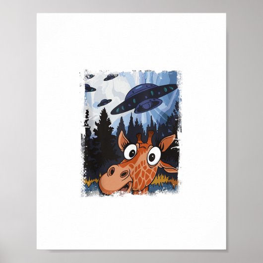 Grappige Giraffe UFO Dierentuin Dier Grappige Meme Poster (Voorkant)