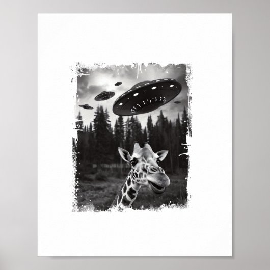 Grappige Giraffe UFO Dierentuin Dier Grappige Meme Poster (Voorkant)