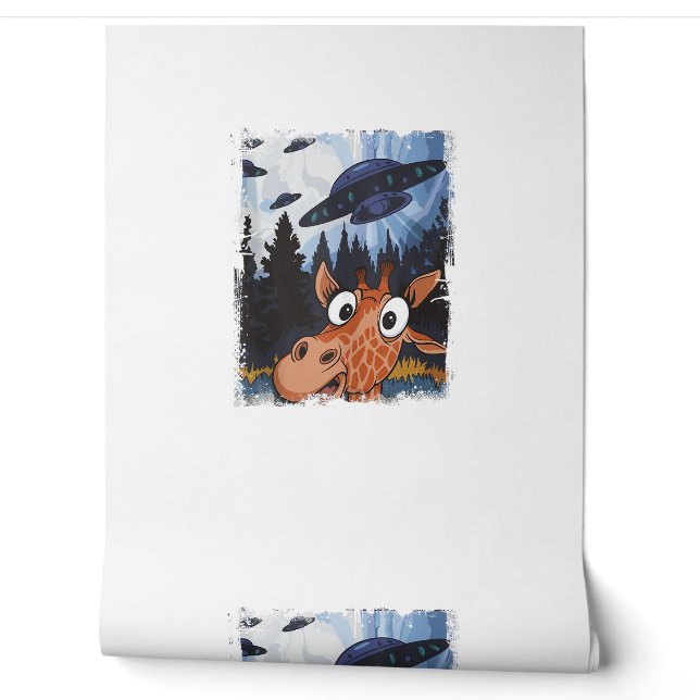 Grappige Giraffe UFO Zoo Animal Weird Meme Graphic Behang (Afrollen)