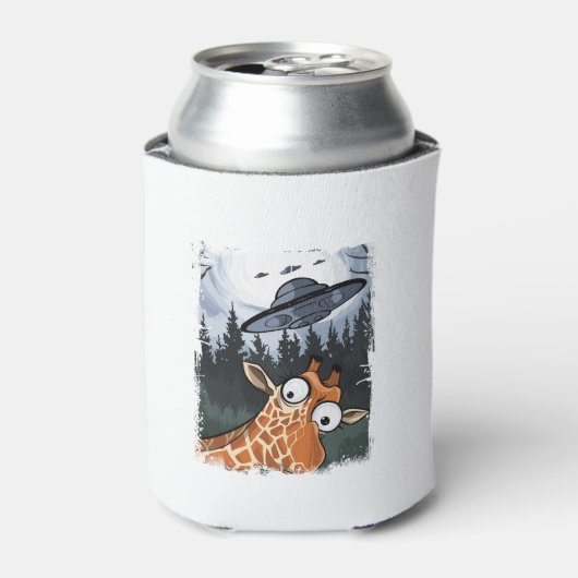 Grappige Giraffe UFO Zoo Animal Weird Meme Graphic Blikjeskoeler (Blikje Voorkant)