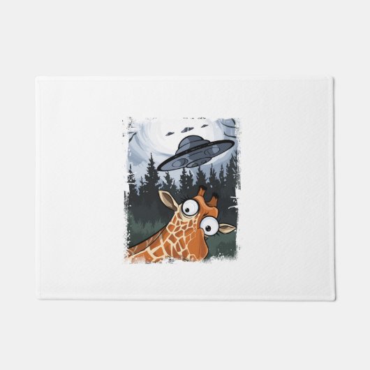Grappige Giraffe UFO Zoo Animal Weird Meme Graphic Deurmat (Voorkant)