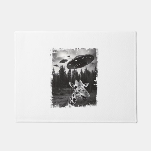 Grappige Giraffe UFO Zoo Animal Weird Meme Graphic Deurmat (Voorkant)