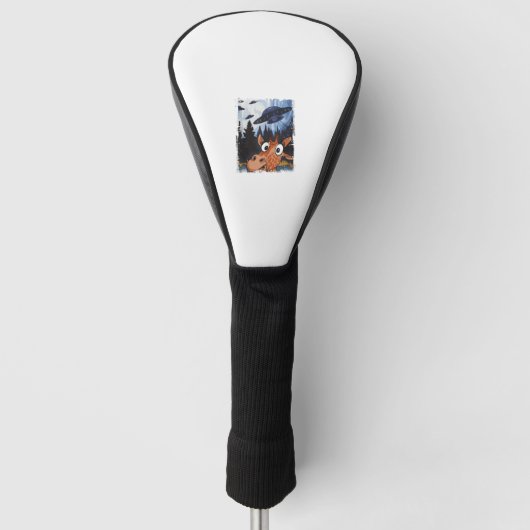 Grappige Giraffe UFO Zoo Animal Weird Meme Graphic Golfheadcover (Voorkant)