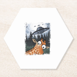 Grappige Giraffe UFO Zoo Animal Weird Meme Graphic Kartonnen Onderzetters