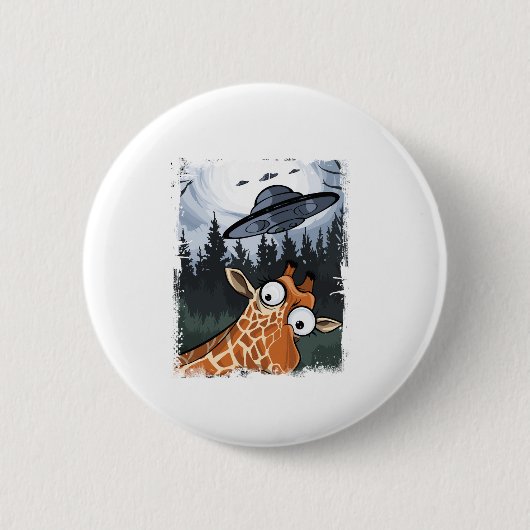 Grappige Giraffe UFO Zoo Animal Weird Meme Graphic Ronde Button 5,7 Cm (Voorkant)