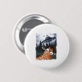 Grappige Giraffe UFO Zoo Animal Weird Meme Graphic Ronde Button 5,7 Cm (Voorkant /achterkant)