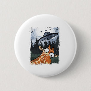 Grappige Giraffe UFO Zoo Animal Weird Meme Graphic Ronde Button 5,7 Cm
