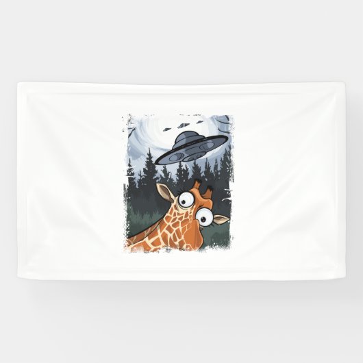 Grappige Giraffe UFO Zoo Animal Weird Meme Graphic Spandoek (Horizontaal)