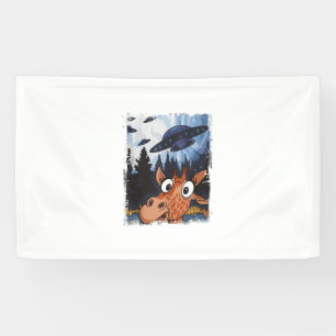 Grappige Giraffe UFO Zoo Animal Weird Meme Graphic Spandoek