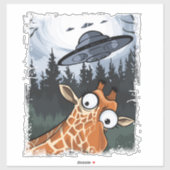 Grappige Giraffe UFO Zoo Animal Weird Meme Graphic Sticker (Vel)