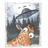 Grappige Giraffe UFO Zoo Animal Weird Meme Graphic Sticker (Voorkant)
