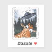 Grappige Giraffe UFO Zoo Animal Weird Meme Graphic Sticker (Vel)