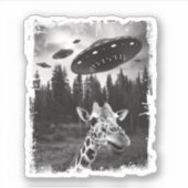 Grappige Giraffe UFO Zoo Animal Weird Meme Graphic Sticker (Voorkant)