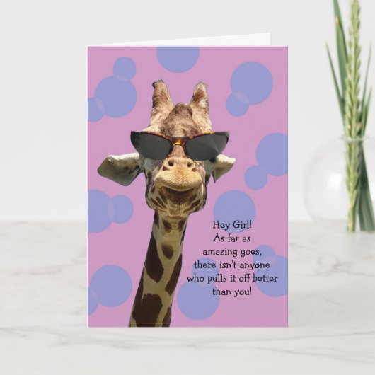 Grappige Giraffe Verjaardag Kaart voor meisje (Voorkant)