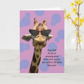 Grappige Giraffe Verjaardag Kaart voor meisje (Gele Bloem)