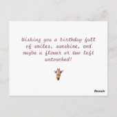 Grappige Giraffe Verjaardag - Lippen zijn verzegel Briefkaart (Achterkant)
