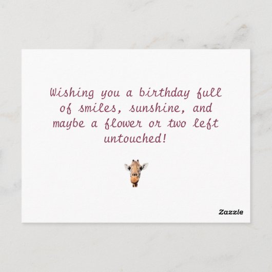 Grappige Giraffe Verjaardag - Lippen zijn verzegel Briefkaart (Achterkant)