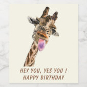 Grappige Giraffe Verjaardag Wijnfles Label Jouw te Wijn Etiket (Enkel label)