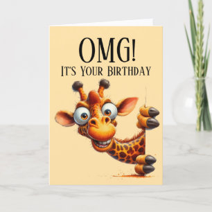 Grappige Giraffe Verjaardagskaart Feestdagen Kaart