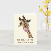 Grappige Giraffe Verjaardagskaart Kaart (Gele Bloem)