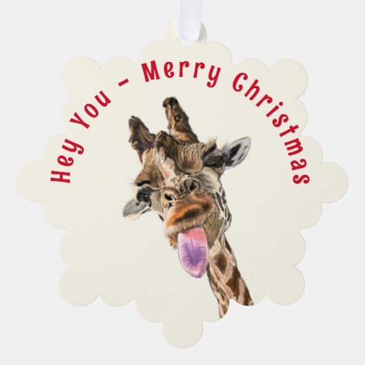 Grappige Giraffe Vrolijk Kerst Ornament Kaart (Voorkant)