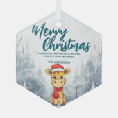 Grappige Giraffe Vrolijk kerstboom sneeuw Vakantie Glas Ornament (Voorkant)