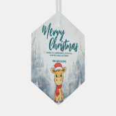 Grappige Giraffe Vrolijk kerstboom sneeuw Vakantie Glas Ornament (Voorkant Rechts)
