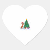 Grappige Giraffe Xmas Tree Lights Rendier Pet Chri Hart Sticker (Voorkant)