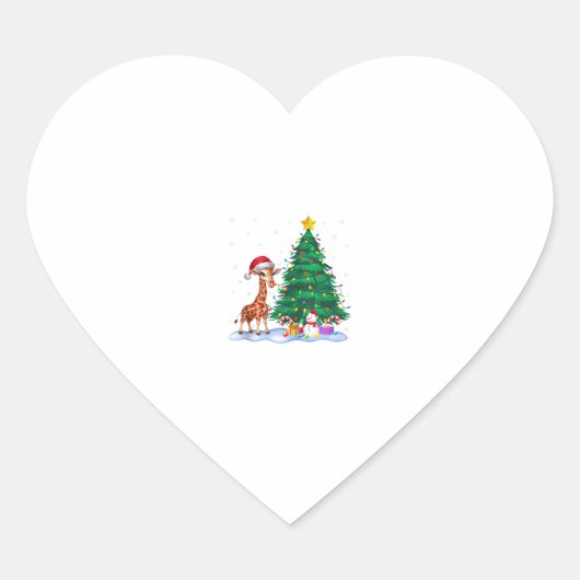 Grappige Giraffe Xmas Tree Lights Rendier Pet Chri Hart Sticker (Voorkant)