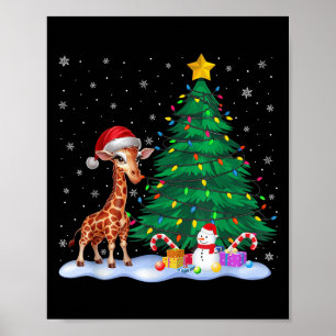 Grappige Giraffe Xmas Tree Lights Rendier Pet Chri Poster