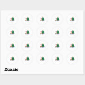 Grappige Giraffe Xmas Tree Lights Rendier Pet Chri Ronde Sticker (Vel)
