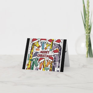 Grappige Giraffes in Santa Hats Kerst Abstract Kaart