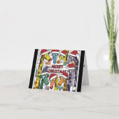 Grappige Giraffes in Santa Hats Kerst Abstract Kaart (Voorkant)