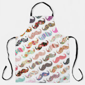 Grappige girly kleurrijke bloemmotieven snorren schort (Voorkant)