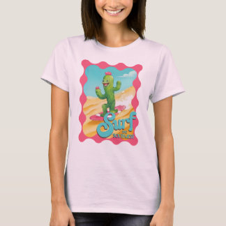 Grappige girly surfen cactus zuidwestelijke woesti t-shirt